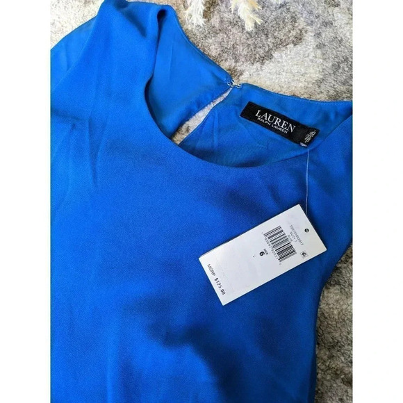 Lauren Ralph Lauren Georgette Blue Tiered Sleeveless Dress Size 6 MSRP $125 - Picture 4 of 7